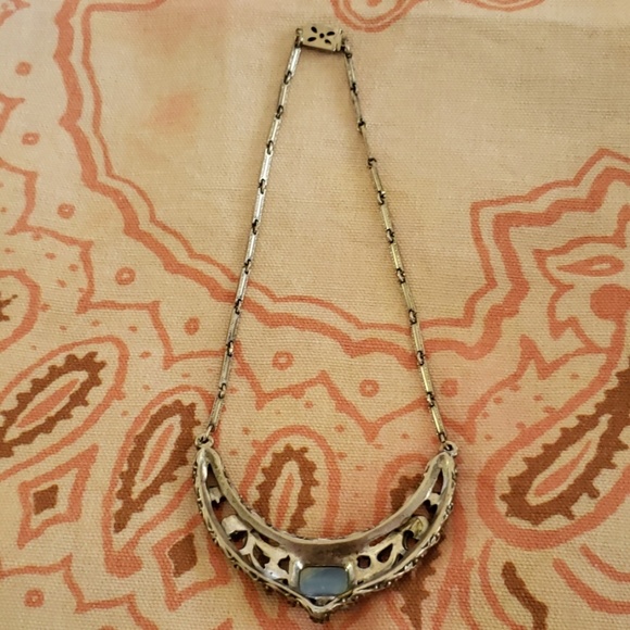 Vintage Blue Stone Choker/ Rhinestone Chocker - Picture 6 of 11